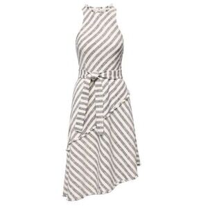 Banana Republic Tweed Blue Striped Asymmetrical Costal Summer Dress Size 10 $148